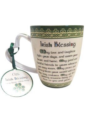Clara Irish Blessing Bone China Mug With Shamrock Design & Inspirational Text